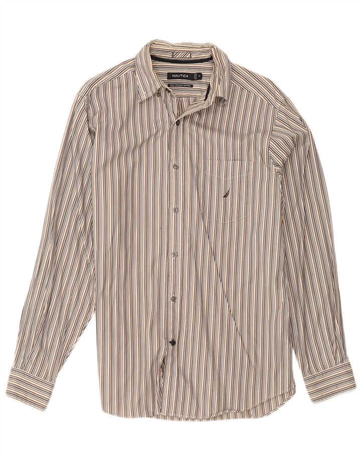 Camisa Nautica Hombre Algodón Rayas Gris Medio
