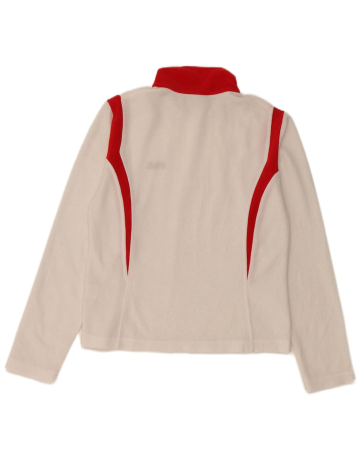 Fila Mujer Zip Neck Top Manga Larga UK 8 Small Blanco Colorblock Poliéster