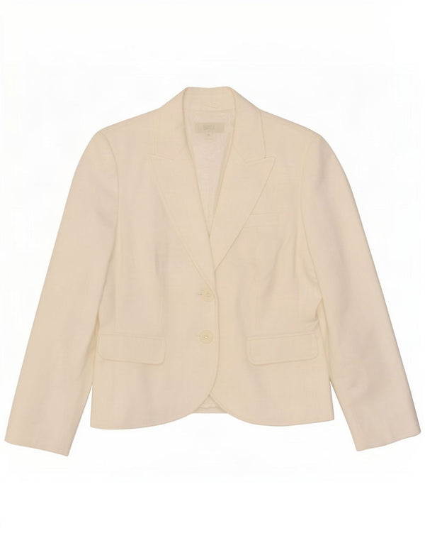 Marks & Spencer Chaqueta tipo blazer de 2 botones para mujer UK 44 Poliéster blanco mediano
