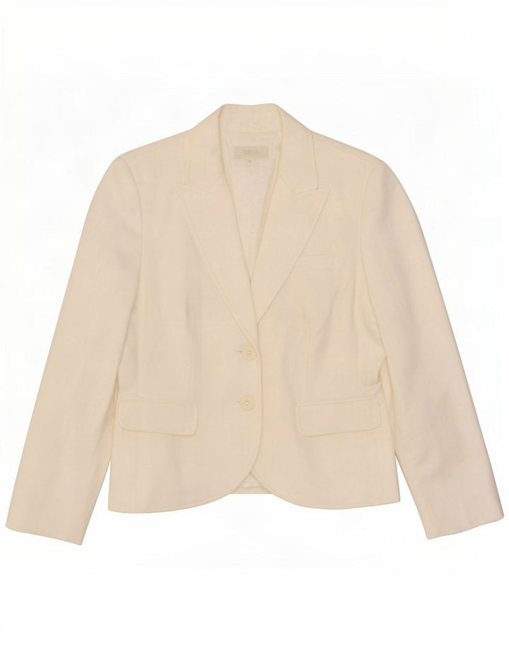 Marks & Spencer Chaqueta tipo blazer de 2 botones para mujer UK 44 Poliéster blanco mediano