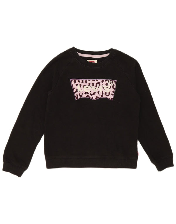 Levi's Sudadera gráfica para niña 7-8 años Negro Algodón con estampado animal