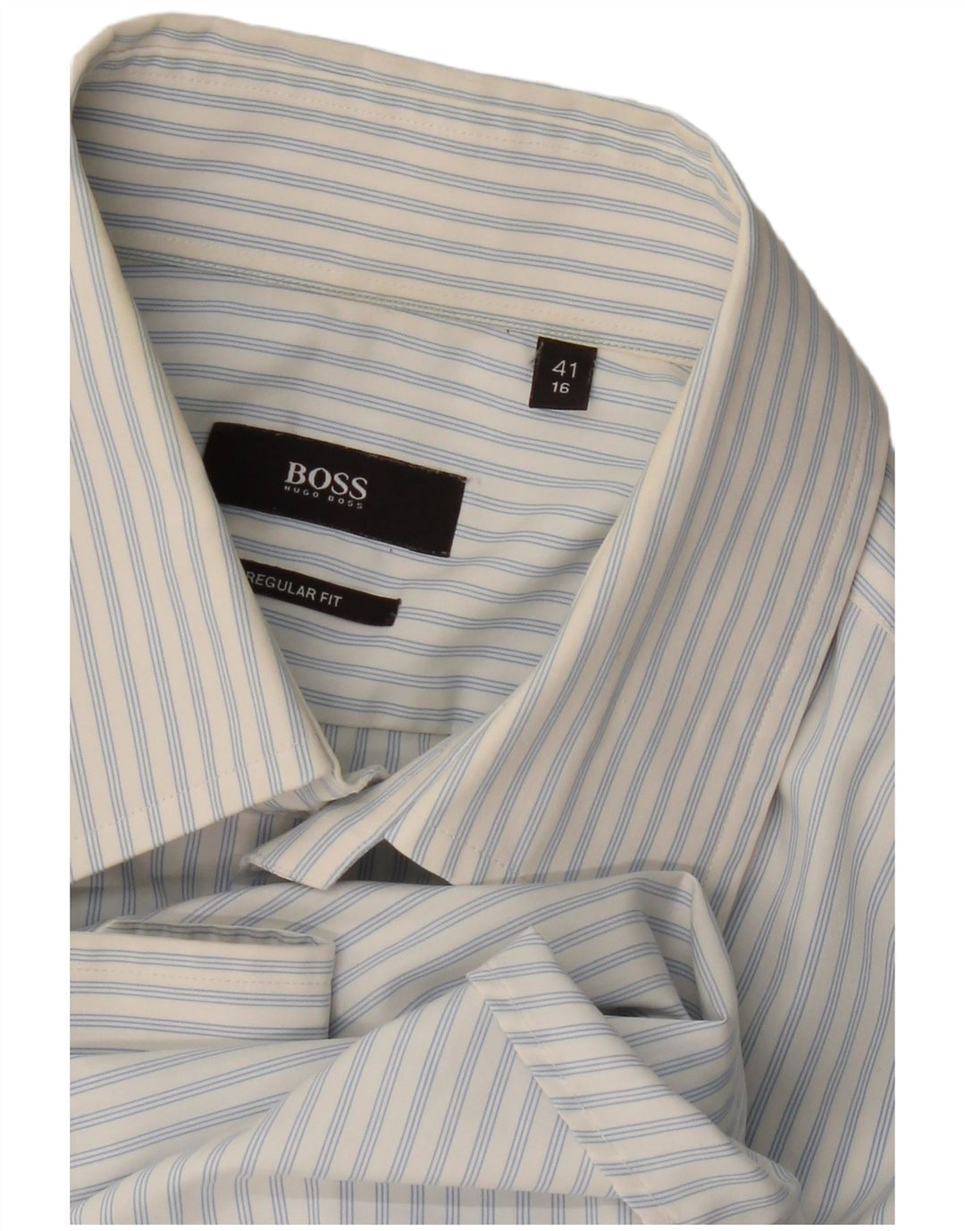 Camisa Hugo Boss Hombre Regular Fit Talla 41 16 Grande Rayas Azules
