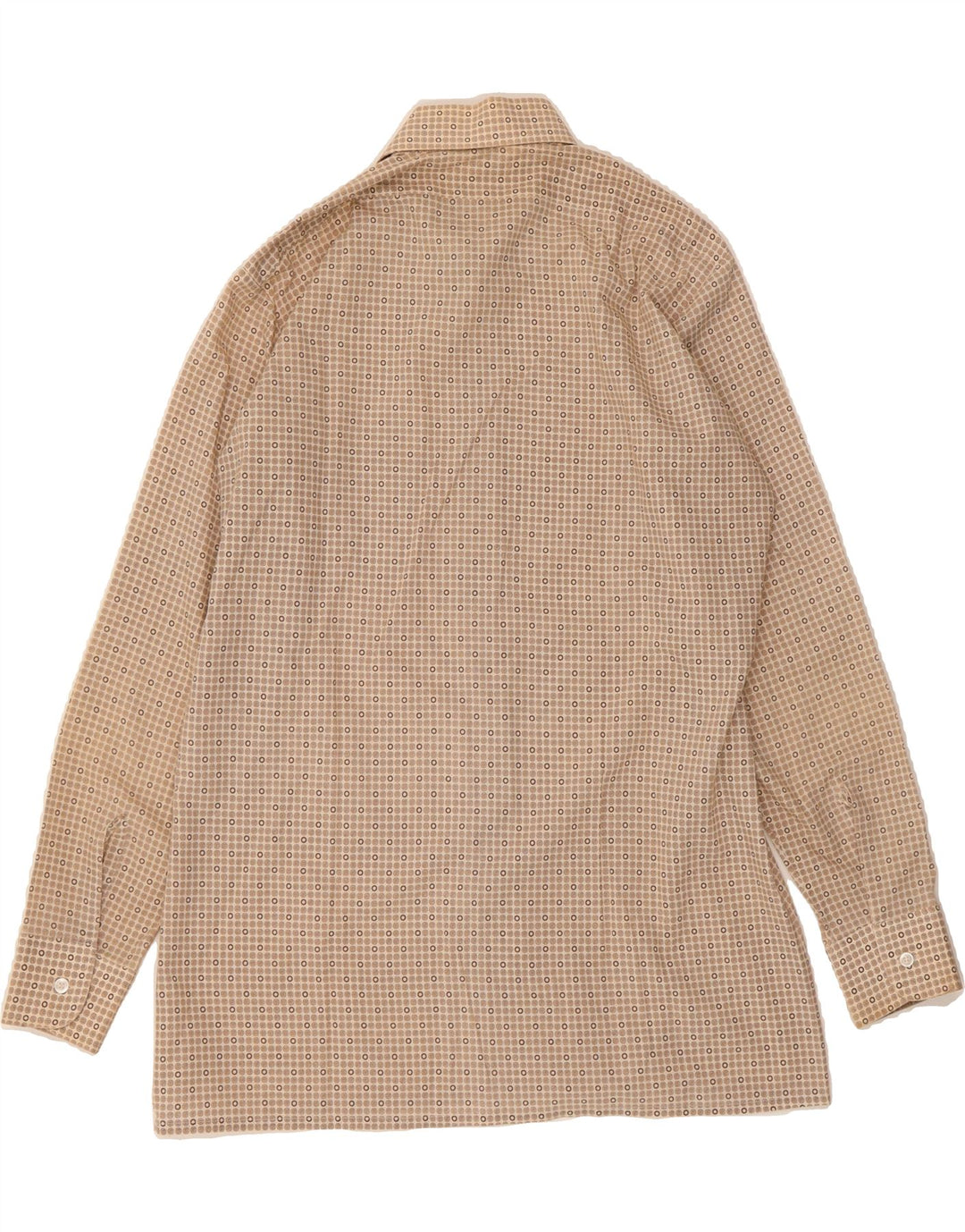 VINTAGE Mens Shirt Medium Beige Spotted Vintage Vintage and Second-Hand Vintage from Messina Hembry 