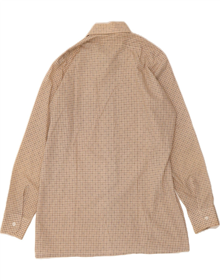 VINTAGE Mens Shirt Medium Beige Spotted Vintage Vintage and Second-Hand Vintage from Messina Hembry 
