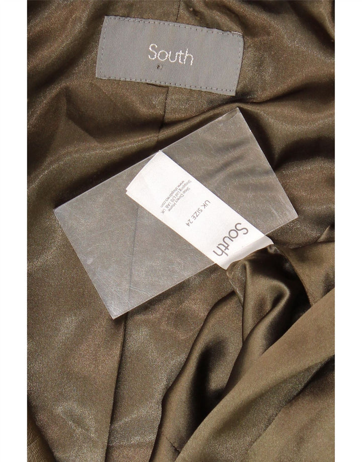 SOUTH Chaqueta de cuero militar corta para mujer UK 24 3XL Cuero caqui