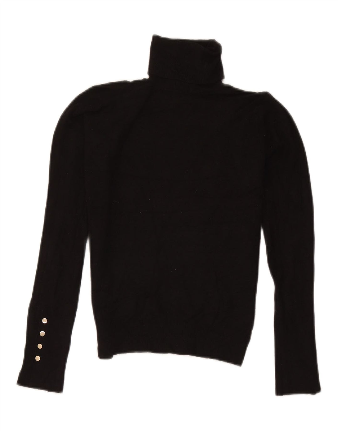 Zara Mujer Roll Neck Jumper Sweater UK 10 Small Viscosa Negra