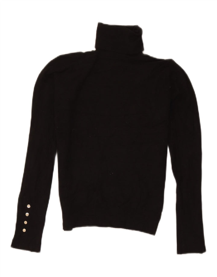 Zara Mujer Roll Neck Jumper Sweater UK 10 Small Viscosa Negra