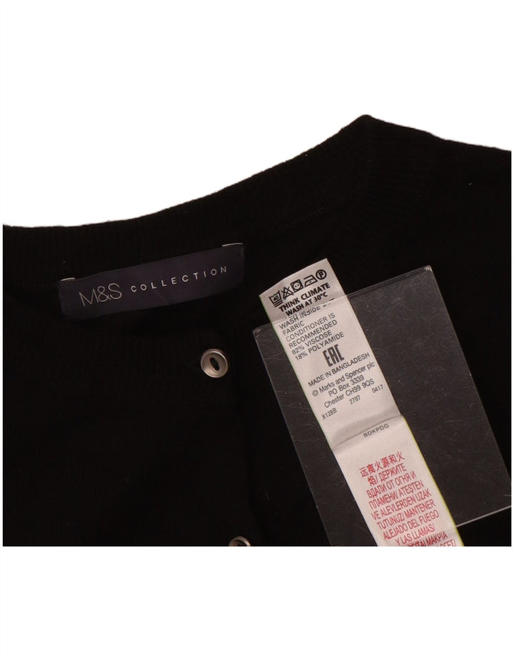 Marks & Spencer Suéter tipo cárdigan para mujer UK 8 Small Viscosa negra