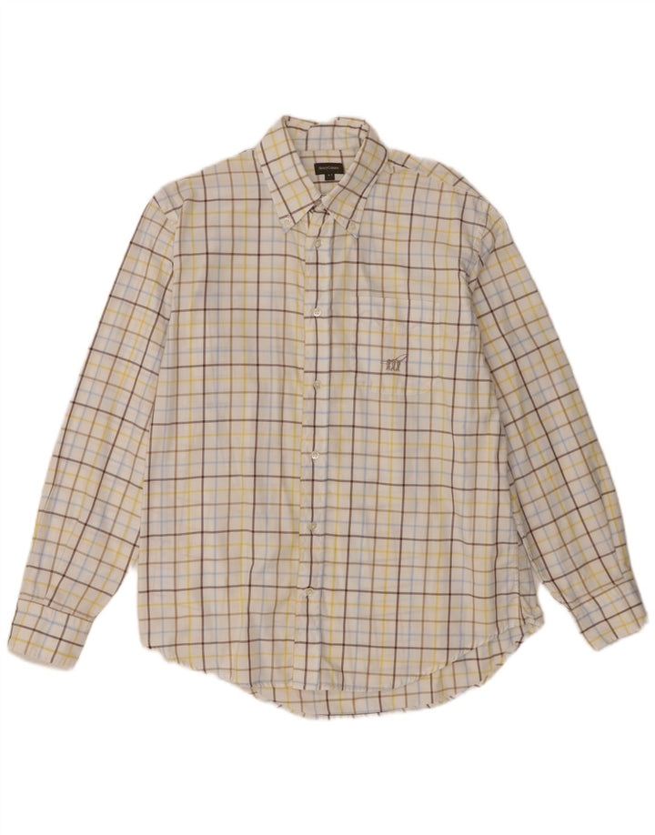 Henry Cottons Camisa para hombre Talla 41 Algodón a cuadros blanco mediano