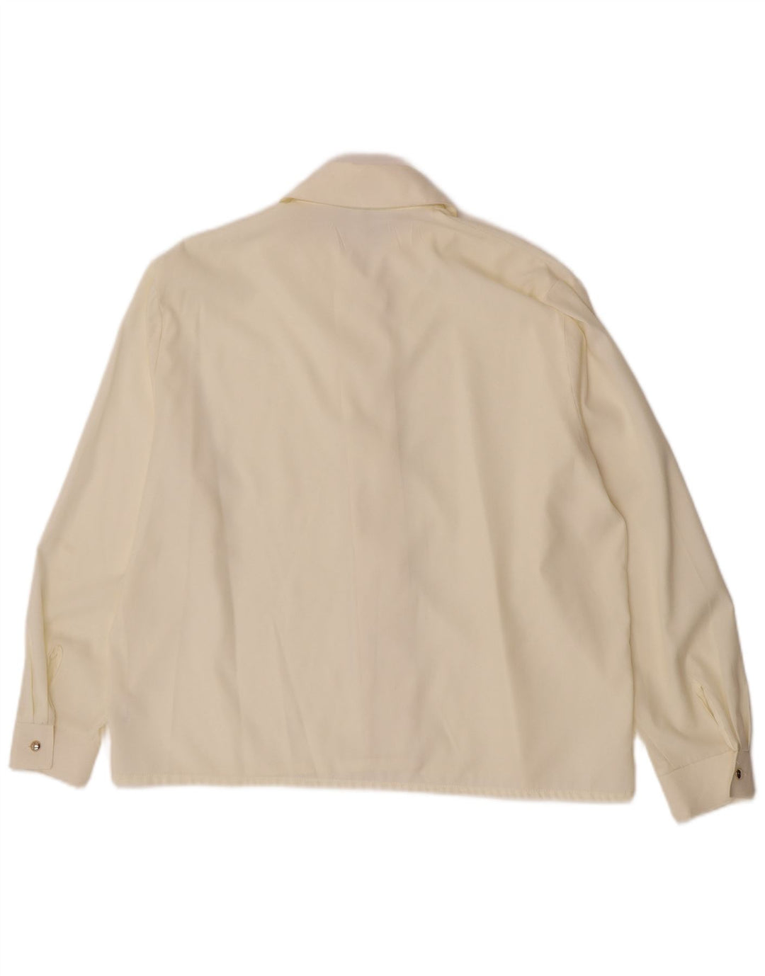 Vintage mujer camisa blusa Reino Unido 14 medio de viscosa blanca