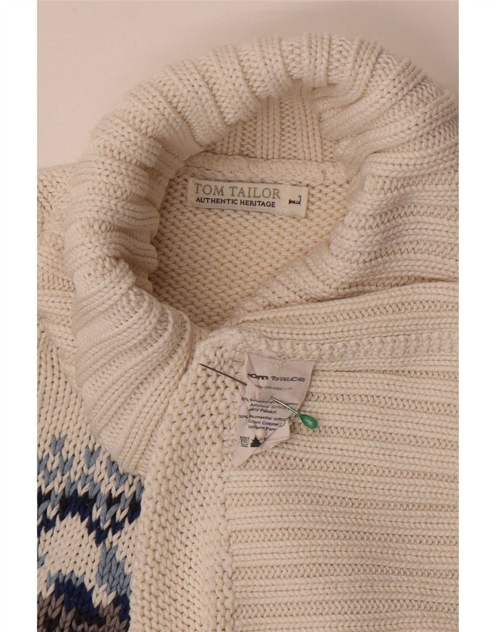 Tom Tailor Suéter tipo jersey con cuello vuelto para mujer UK 40 Grande Blanco Fair Isle