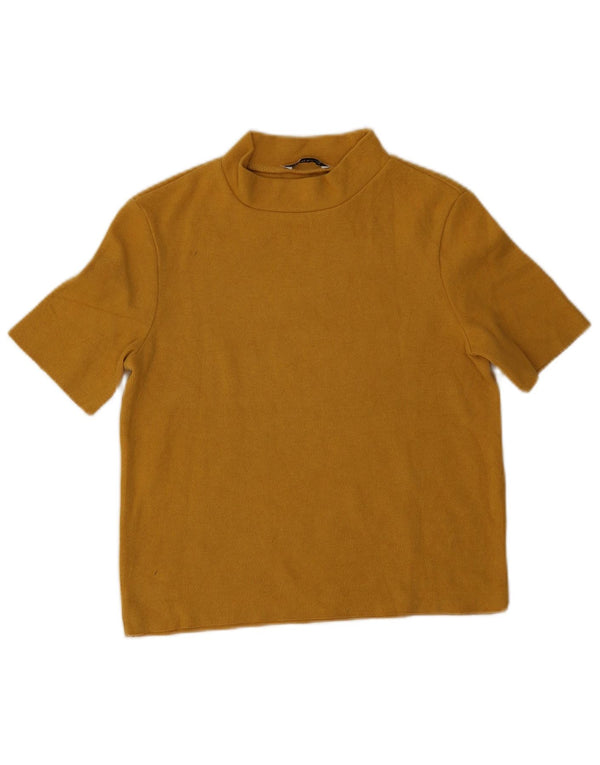 Zara Mujer Crop Camiseta Top UK 10 Small Amarillo