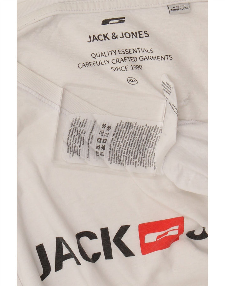 JACK & JONES Camiseta gráfica para hombre Top 2XL Algodón blanco