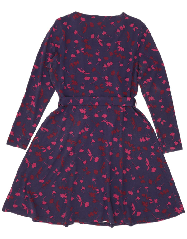 Joules Vestido acampanado de manga larga para mujer UK 46 Grande Viscosa floral azul marino