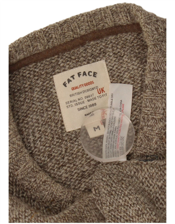 Jersey de hombre con cuello redondo de lana moteada en gris medio de Fat Face