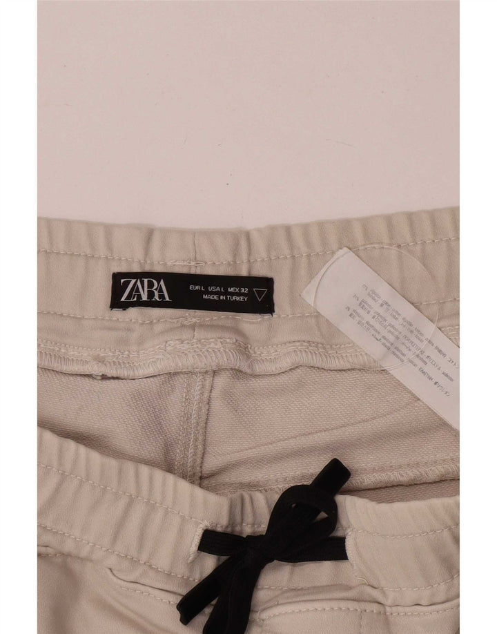 Zara Hombre Pantalón Corto Deportivo Regular Fit Algodón Beige Grande