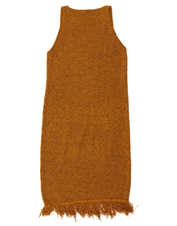 Zara Mujer Vestido Jersey Sin Mangas UK 40 Small Marrón Moteado