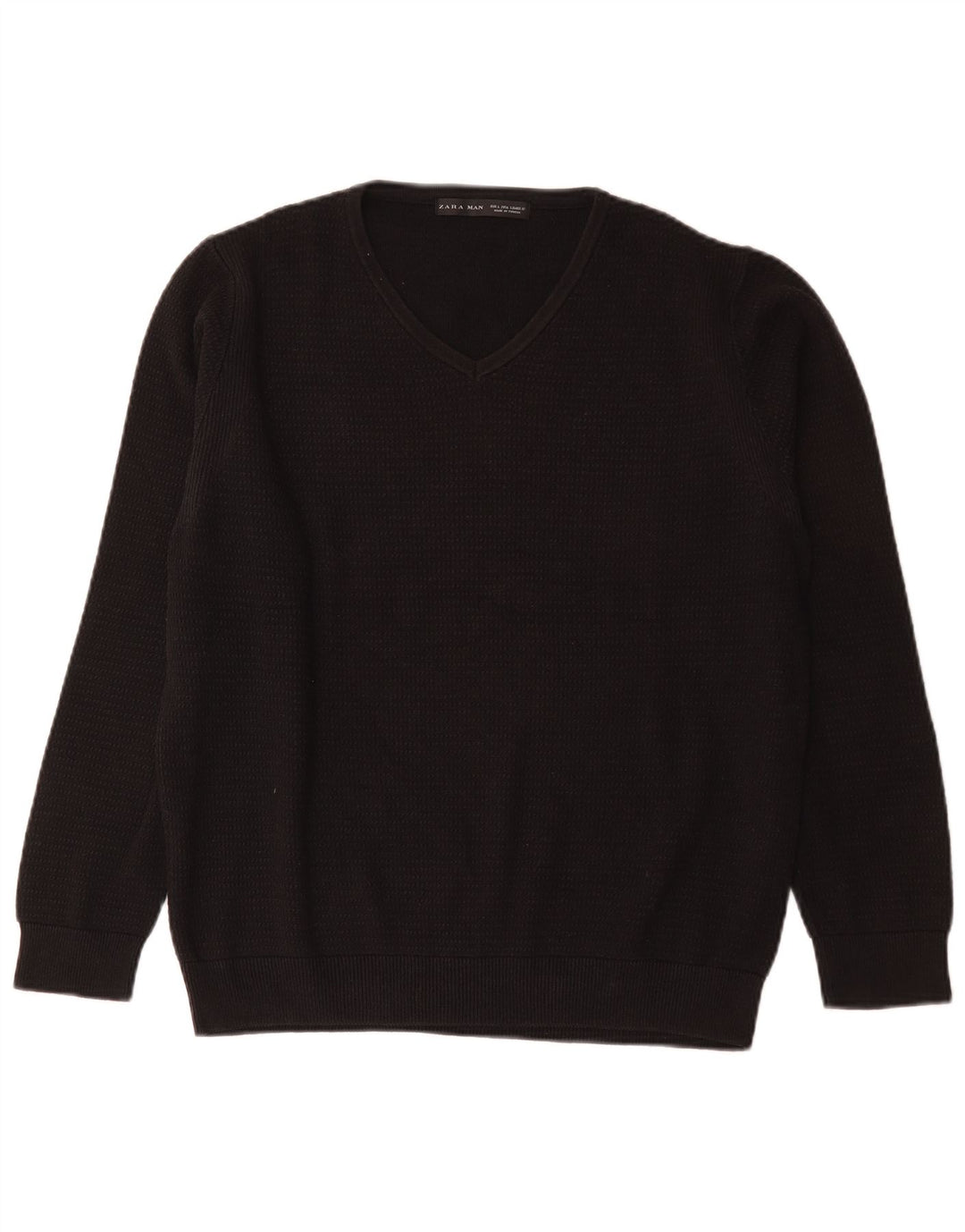 Zara Hombre Jersey Con Cuello En V Jersey Grande Algodón Negro