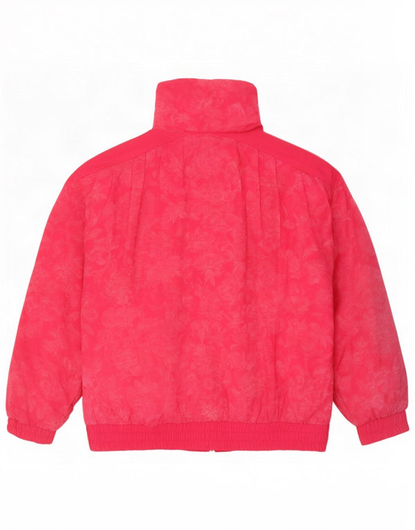 Vintage mujer chaqueta acolchada de gran tamaño IT 46 algodón floral rosa grande