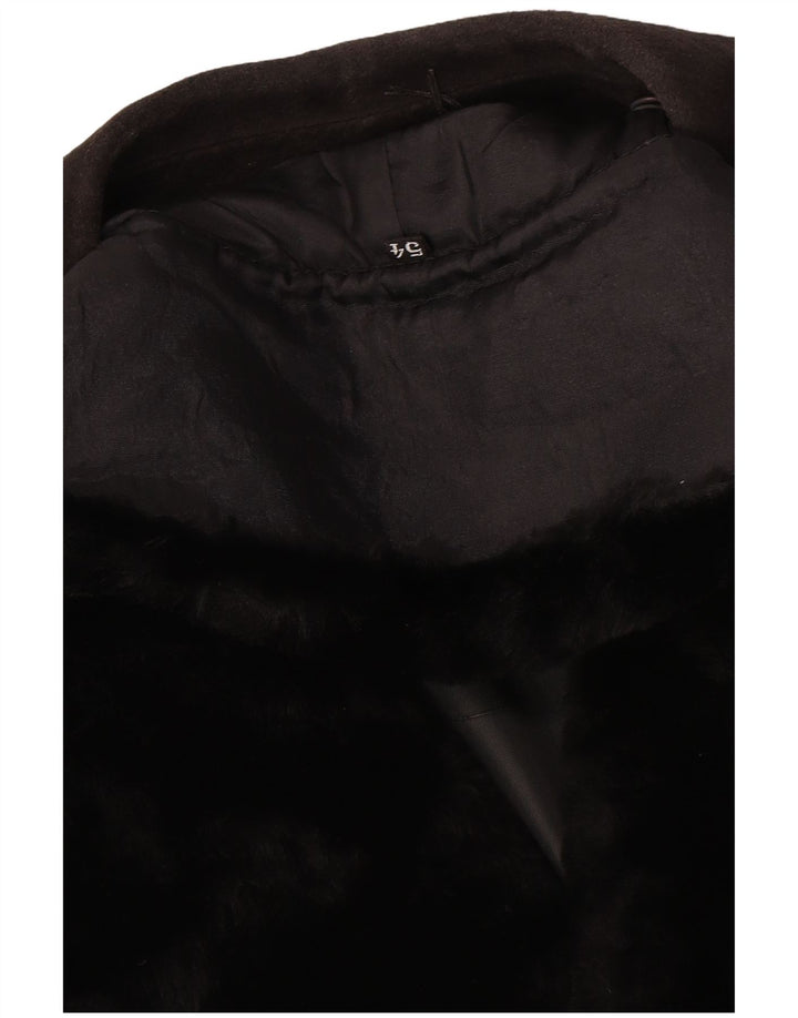 Vintage mujer ante doble pecho abrigo IT 54 3XL negro
