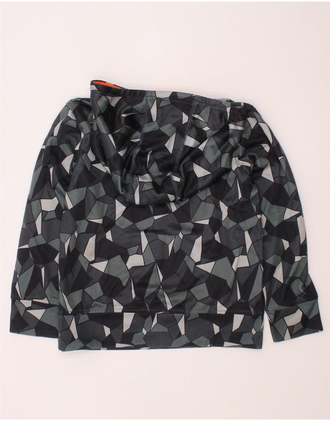PUMA Sudadera con capucha para niños de 7 a 8 años, tamaño pequeño, gris, poliéster geométrico