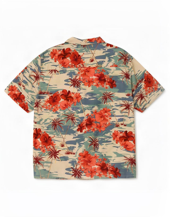 Primark Hombre Camisa Manga Corta XL Multicolor Floral Hawaiano