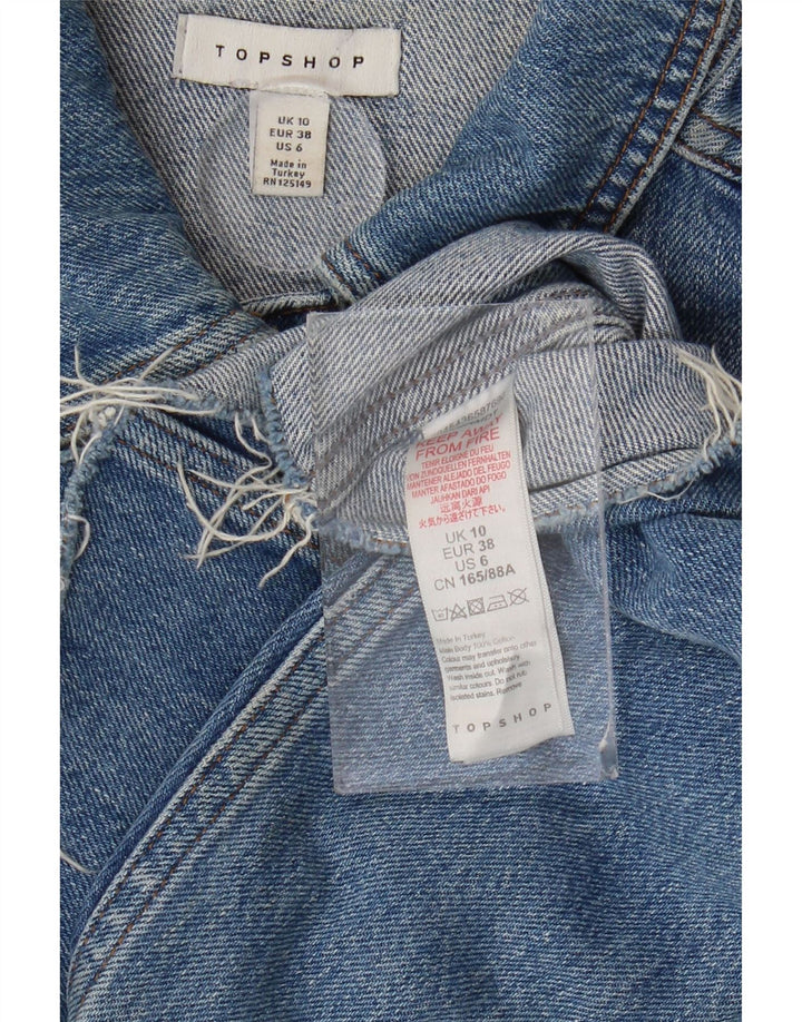 Topshop Chaqueta vaquera corta extragrande para mujer UK 10 Small Blue Cotton