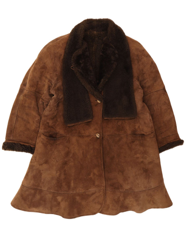 Vintage mujer suelta ajuste shearling abrigo IT 44 marrón medio shearling invierno