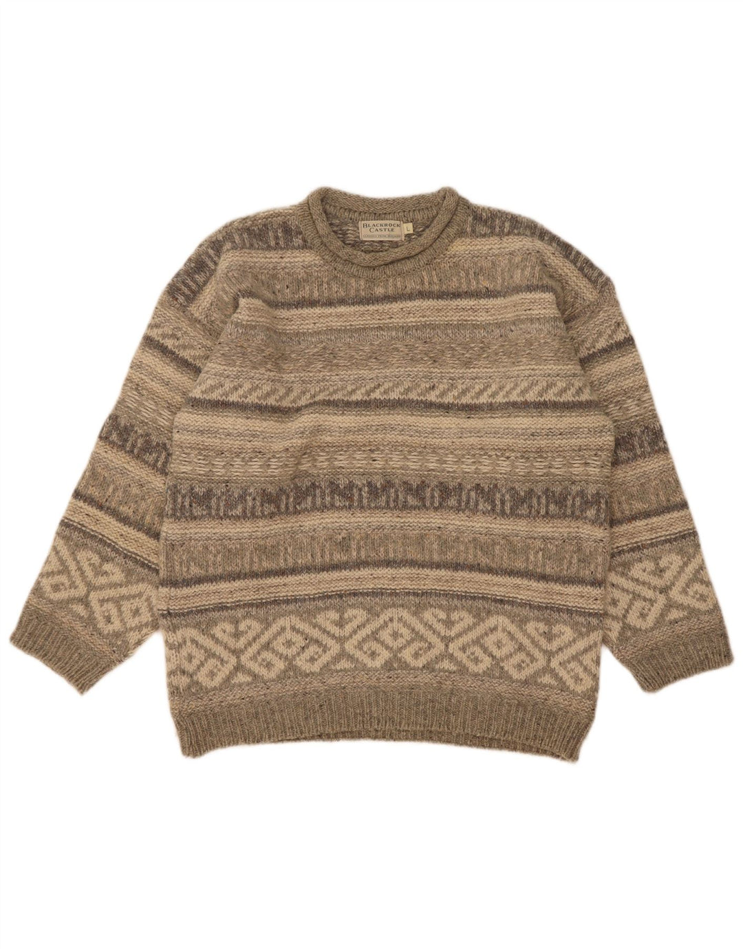 Vintage hombres tortuga cuello jersey suéter grande gris feria isla lana