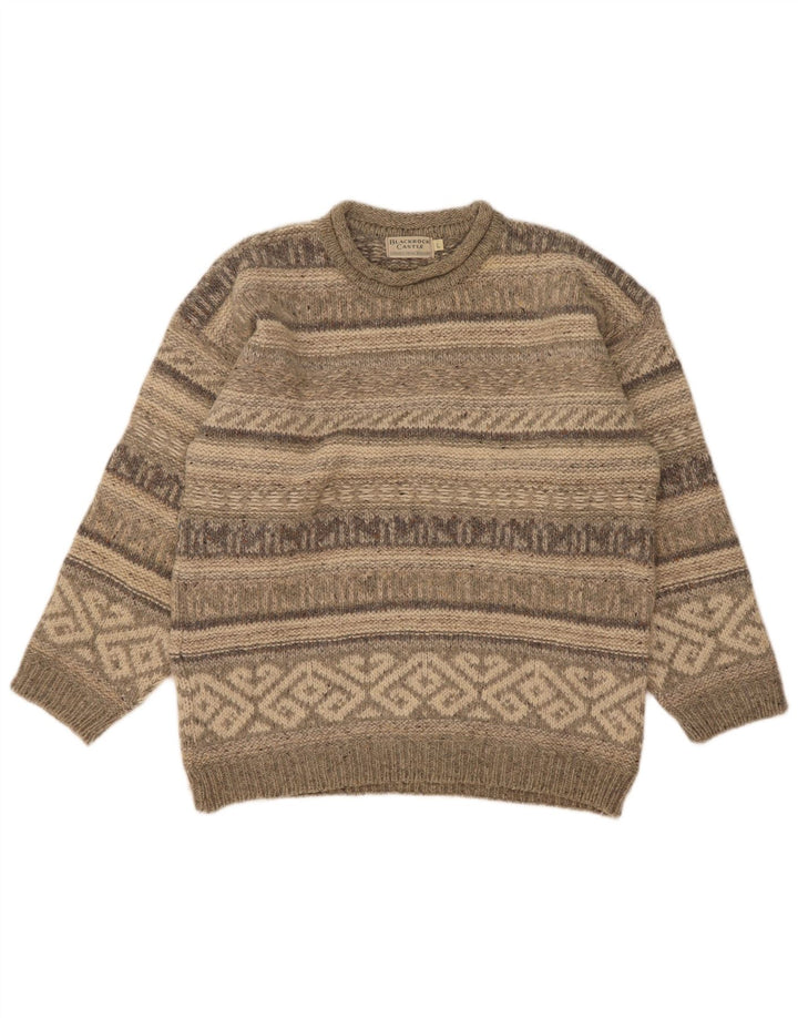 Vintage hombres tortuga cuello jersey suéter grande gris feria isla lana