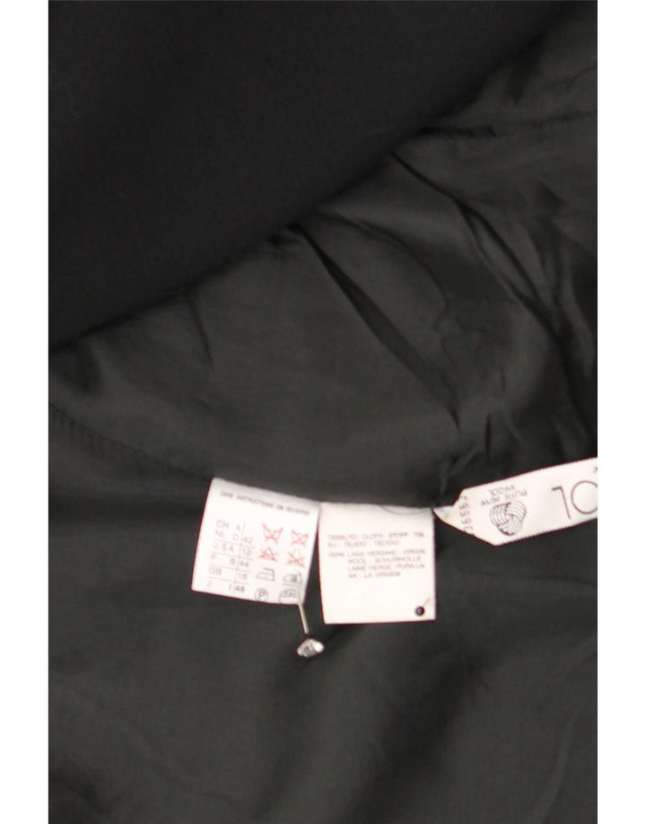 Max Mara Chaqueta Blazer de 1 Botón para Mujer UK 46 Grande Lana Virgen Negra