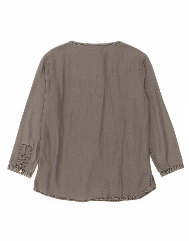BENETTON Womens 3/4 Sleeve Blouse Top UK 12 Medium Grey