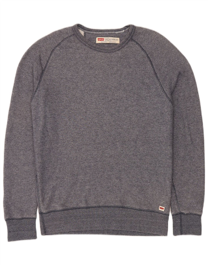 Levi's Sudadera de corte estándar para hombre, jersey pequeño de algodón moteado en azul marino