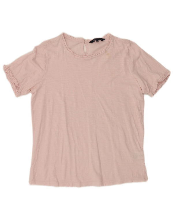 CREW CLOTHING Blusa para mujer Top UK 10 Small Pink Cotton
