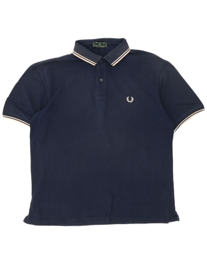 Fred Perry Polo para hombre de algodón a rayas azul marino grande