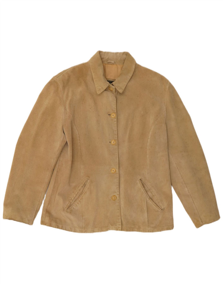 Chaqueta de ante vintage para mujer IT 46 cuero beige grande