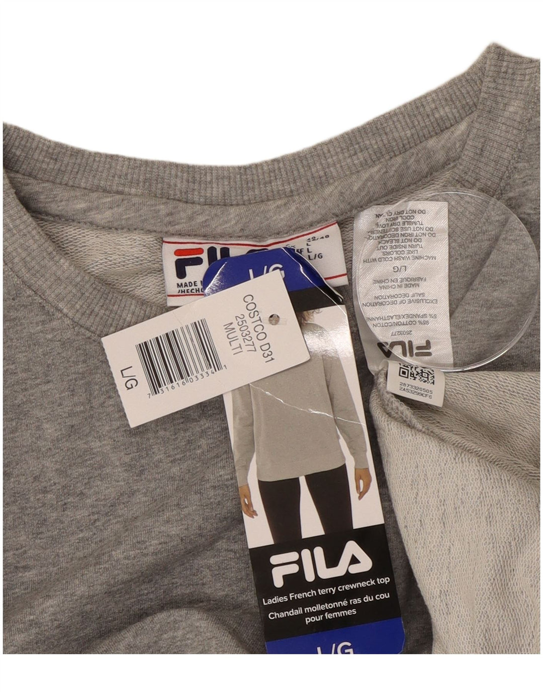 Fila - Sudadera para mujer, talla 40, talla grande, algodón gris