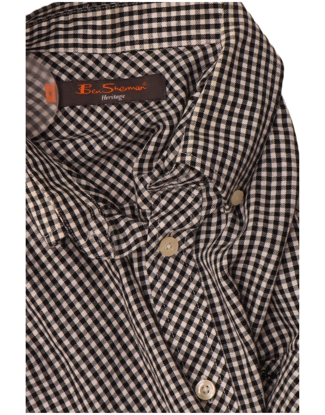 BEN SHERMAN Camisa Heritage para hombre Algodón a cuadros negro mediano