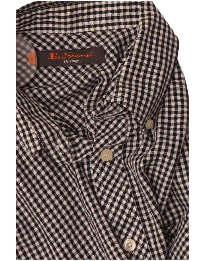 BEN SHERMAN Camisa Heritage para hombre Algodón a cuadros negro mediano