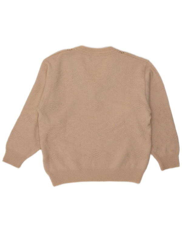 Malagrida Jersey con cuello en V para mujer UK 40 XL Beige Geométrico