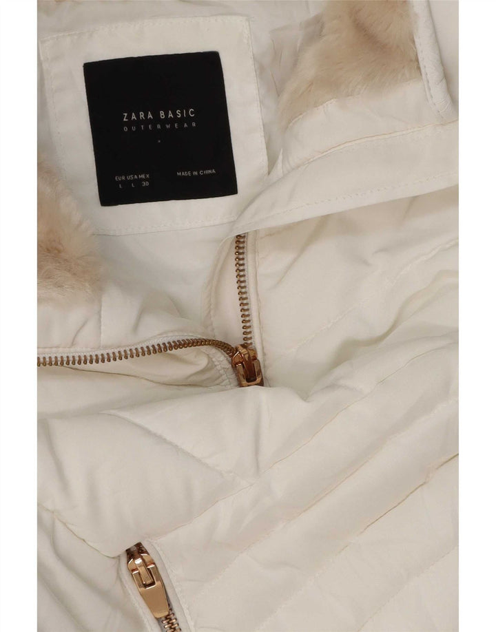 Zara Mujer Chaqueta Acolchada Reino Unido 44 Grande Blanco