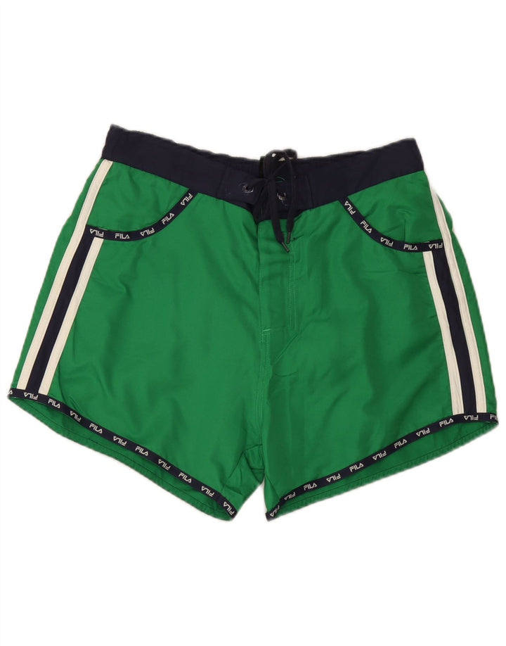 Fila Shorts De Baño Gráficos Para Hombre Poliéster Color Block Verde Medio