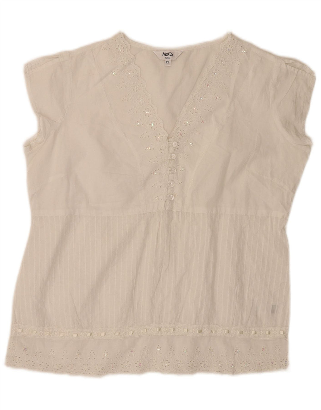 Max & Co. Blusa pequeña para mujer UK 42 Algodón floral blanco mediano