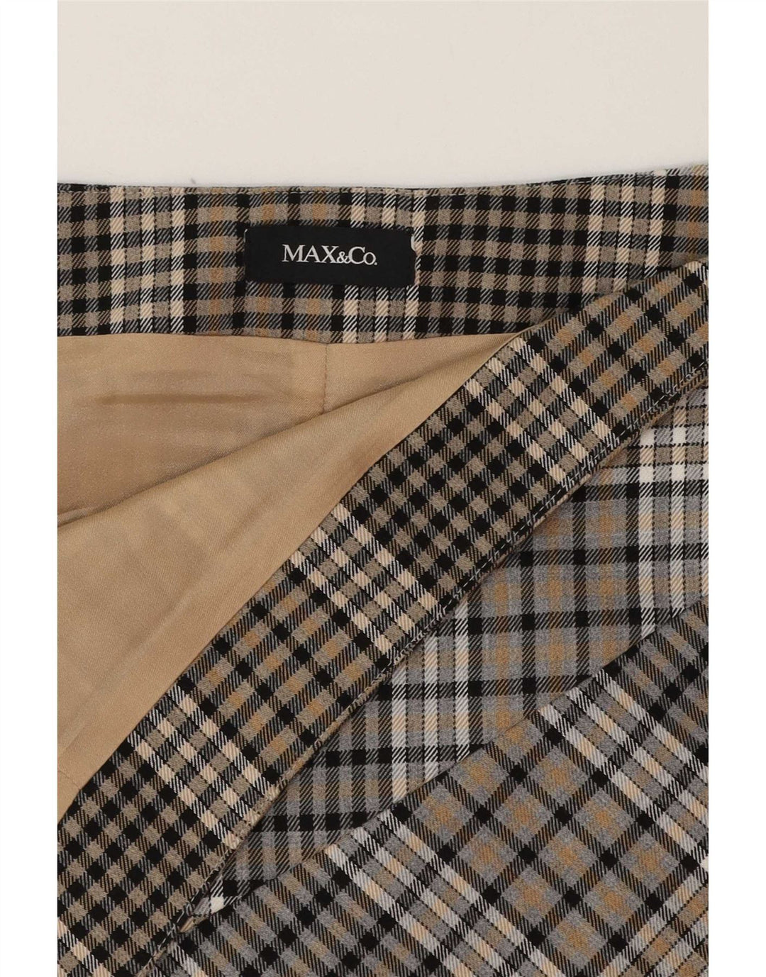 Max & Co. Womens A-Line Skirt W29 Medium Brown Check