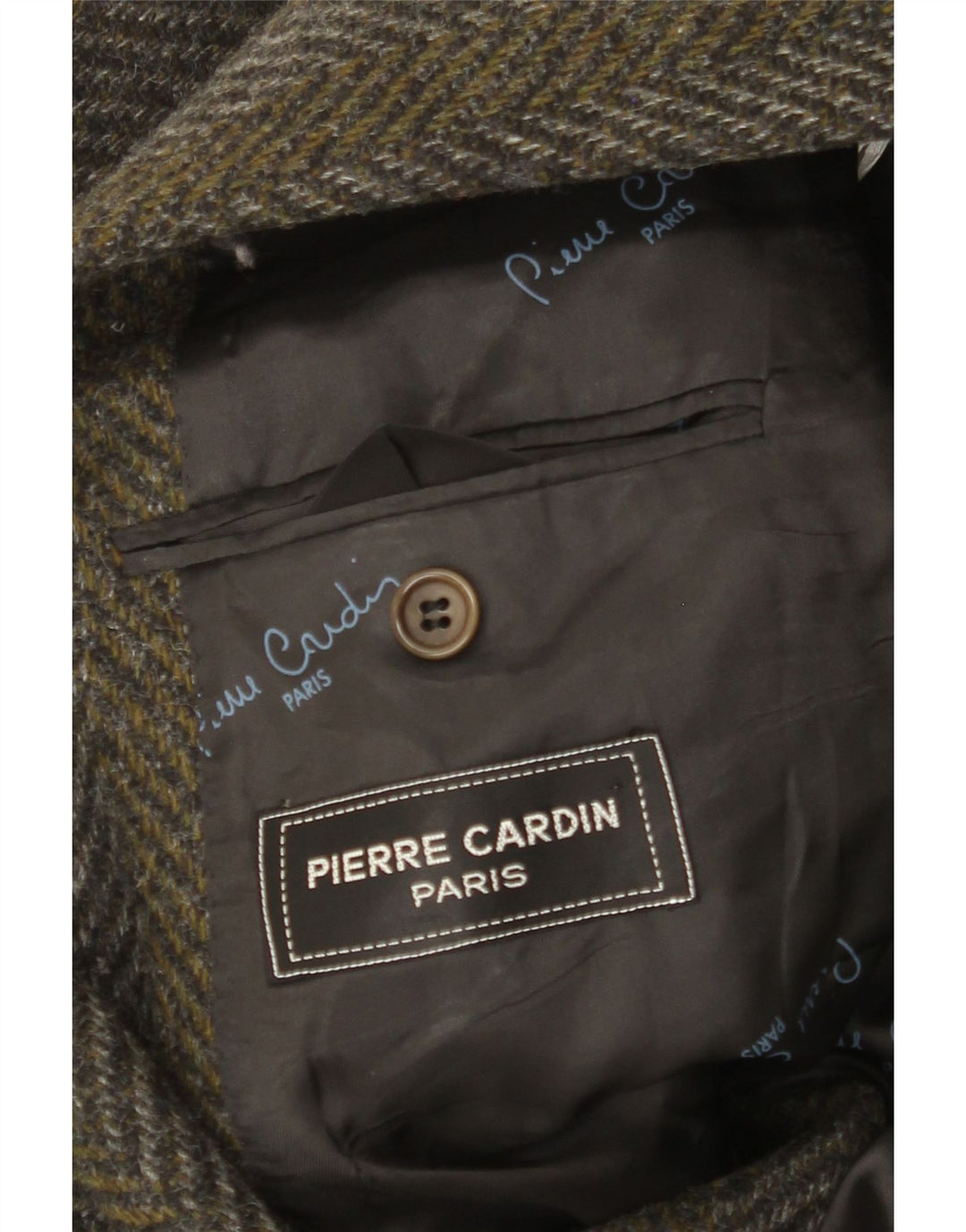 Pierre Cardin Chaqueta tipo blazer de 2 botones para hombre UK 38 Medium Khaki Herringbone