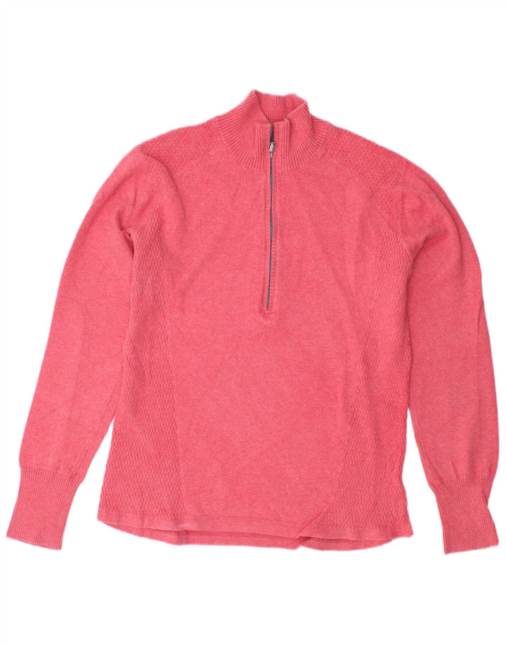 EDDIE BAUER Suéter tipo jersey con cremallera para mujer Reino Unido 40 Grande Algodón rosa