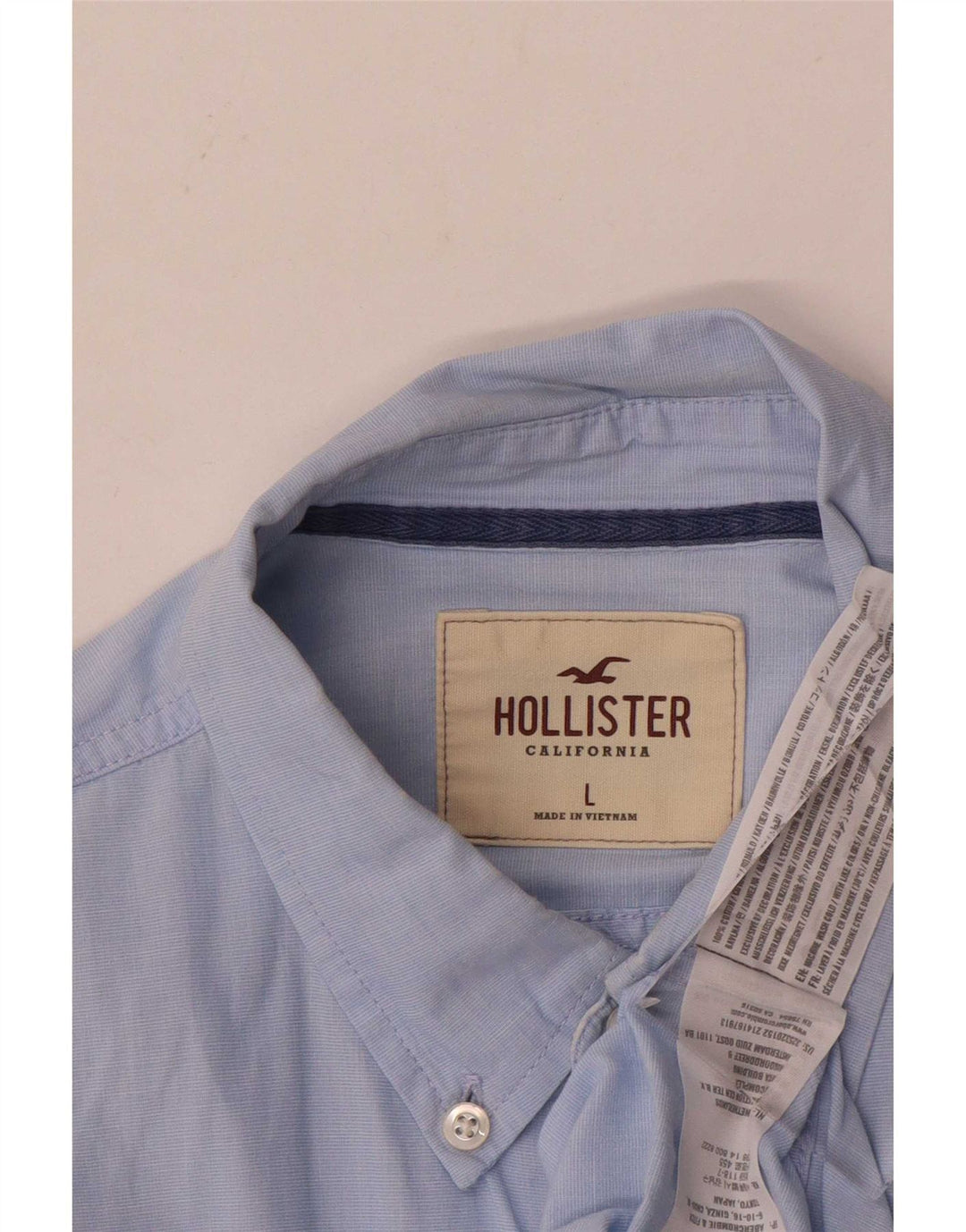 Camisa Hollister Hombre Grande Azul Algodón