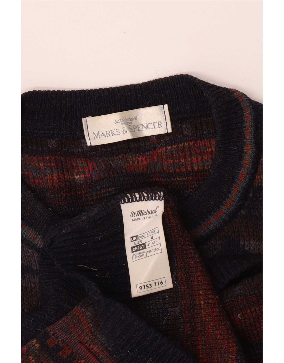 Marks & Spencer Jersey con cuello barco para hombre, talla grande, multicolor