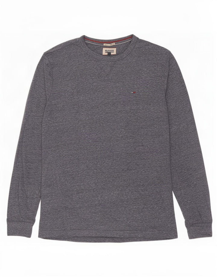 Tommy Hilfiger Top para hombre de manga larga de poliéster moteado en azul marino grande