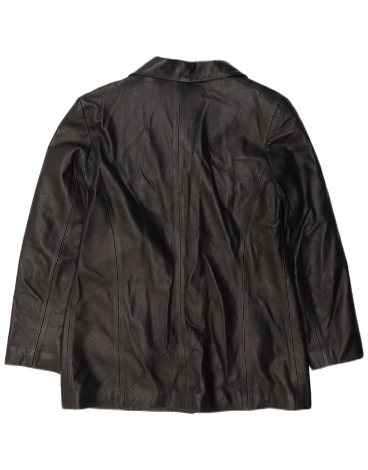 Sardar Chaqueta Blazer de Cuero Woodlands para Mujer UK 46 Grande Negro